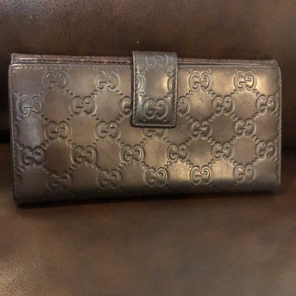 GUCCI GG Guccissima Brown Lambskin Continental Bifold Wallet with Coin Section - Picture 16 of 16